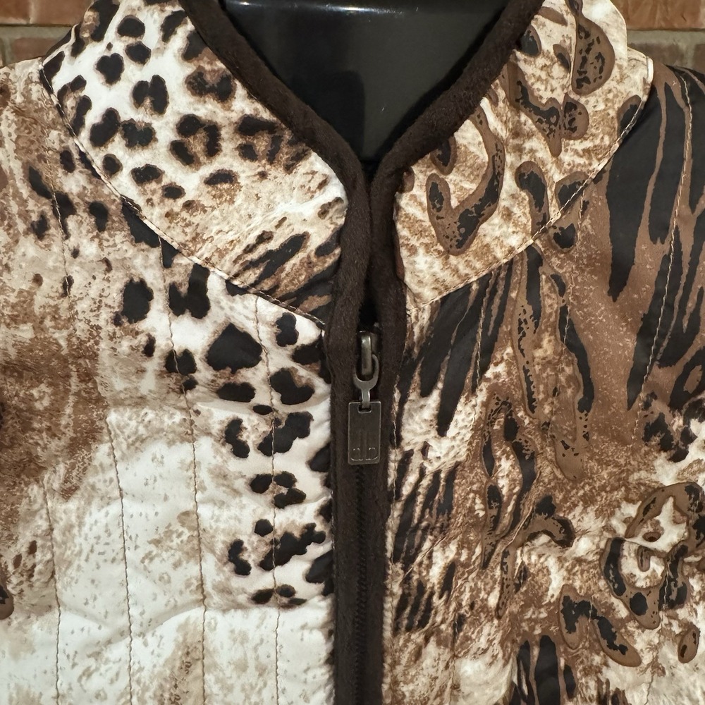 Women's Leopard Animal Print Zip Jacket Quilted Safari Glam Statement Coat Med - Picture 4 of 8